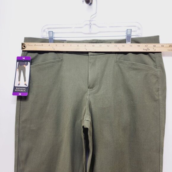 Banana Republic Cropped pants Womens High-Rise Straight-Leg  Olive Green Size 14 - Picture 5 of 13